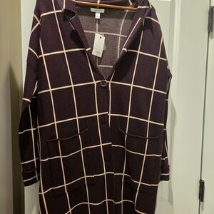 Nine West Purple Plaid Button-Down Shirt
